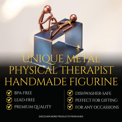 Physical & Massage Therapist Craft Handmade Figurine - 4" L X 4" H - Recycled Metal Sculptures & Hand Welded Metal Art Gift - Desk Accessories, Medical Office Decor & Physical Therapy Art Gifts