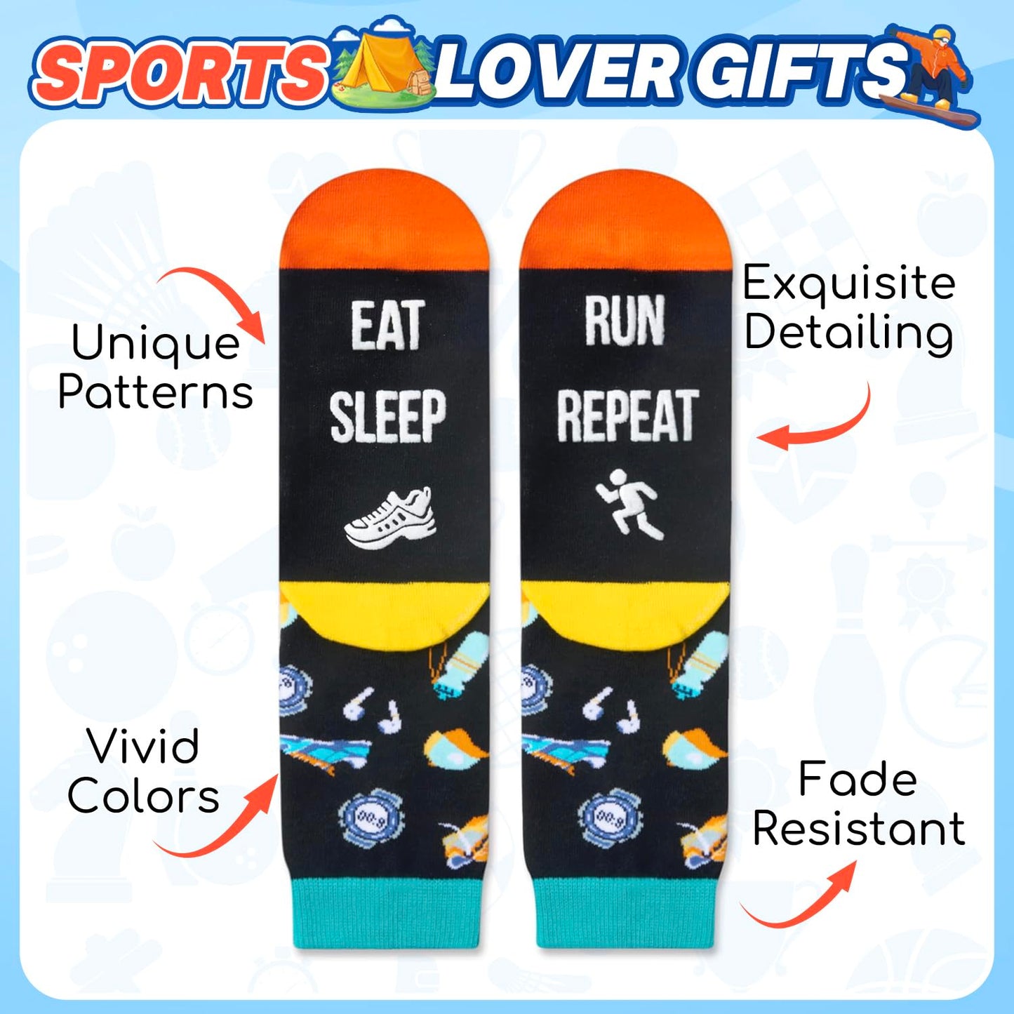 Zmart Sports Gifts for Men Women - Swim Climbing Yoga Gym Socks for Runner Skateboarder