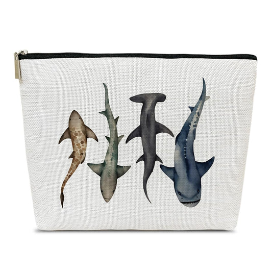 Shark Makeup Bag Gifts for Women-Shark stuff Ocean Themed Period Bag For Girls Kids Cosmetic purse Decorations Accessories Birthday Christmas