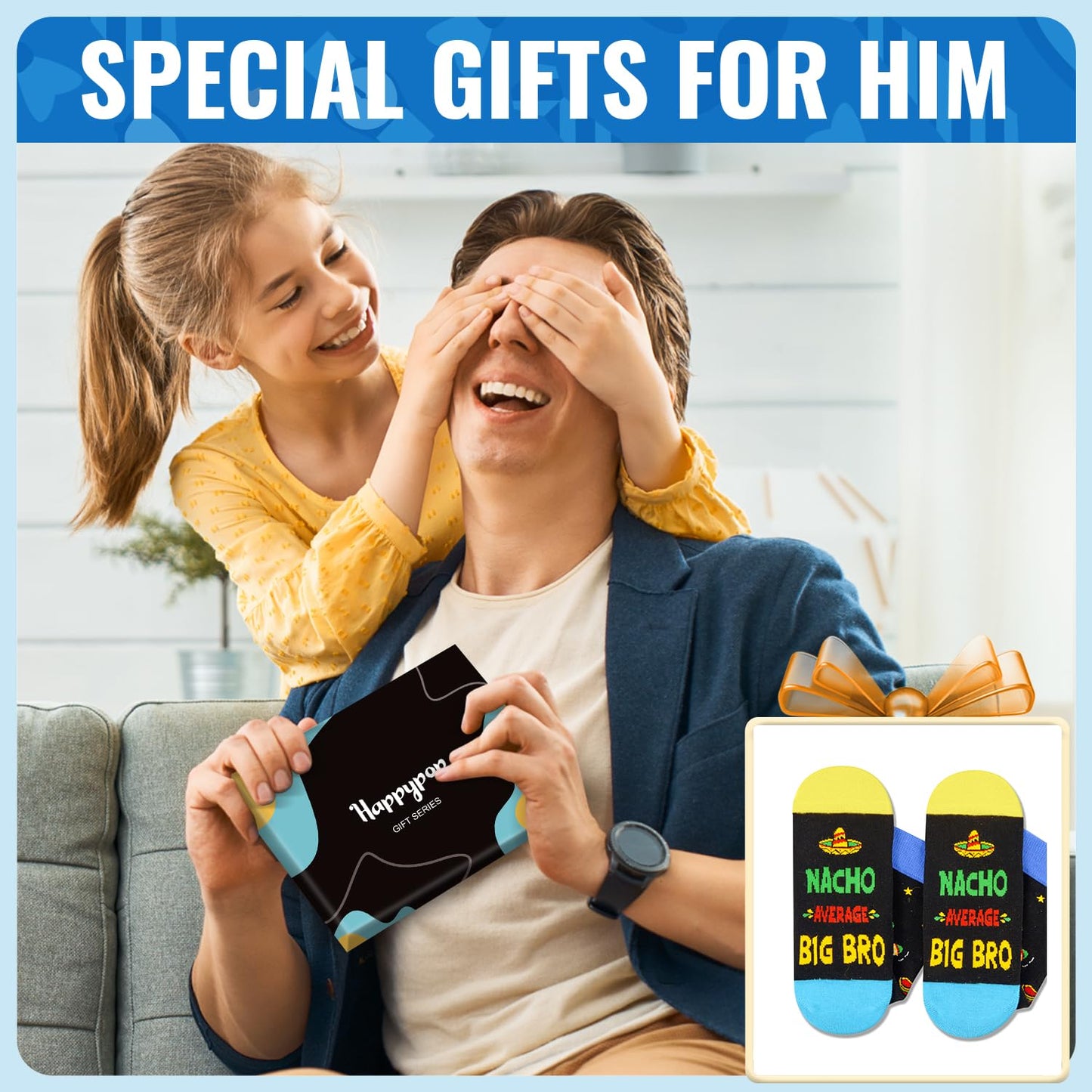 HAPPYPOP Novelty Family Gifts - Gifts for Big Bro Dad Uncle, Funny Socks for Him