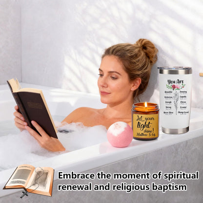 Christian Gifts For Women, Religious Gift, Christian Mothers Day Gifts For Women Faith, Birthday & Inspirational Spiritual Present For Mom, Bestie, Bff, Sister With Spa Set, Tumbler, Candle, Socks