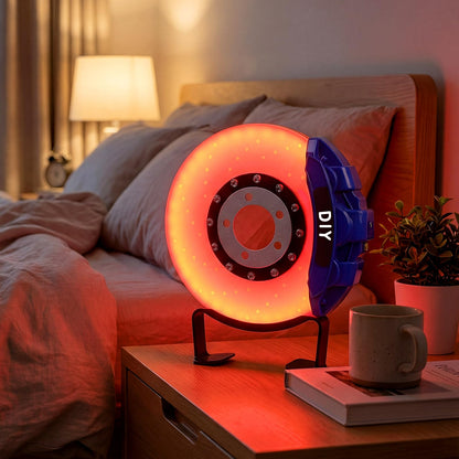 WILLBOND Brake Disc LED Lamp Cool Lamps for Men, Rechargeable Ambient Touch Night Light Unique Gifts for Him Dad Car Lover Fathers Day Birthday Holiday Room Office Home Decor(Blue - Orange Yellow)