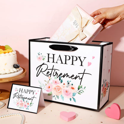Floral Retirement Gift Bag for Women Pink Retirement Wrapping Paper Funny Retired Gift Bag with Tissue Paper and Card THE QUEEN HAS RETIRED Retired Gifts for Women Farewell Going Away Party Supplies