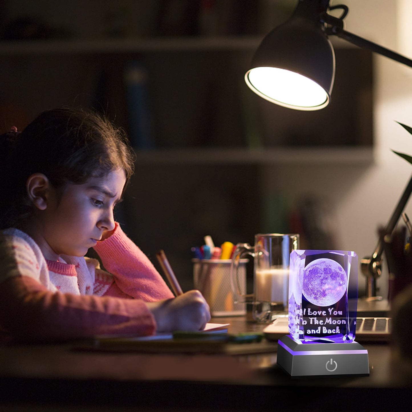 3D Moon Crystal Night Light, Perfect Mothers Day Gifts for Wife Her Mom from Daughter Husband Son，Mother's Day Ideas Unique Anniversary Birthday Decolamp Presents