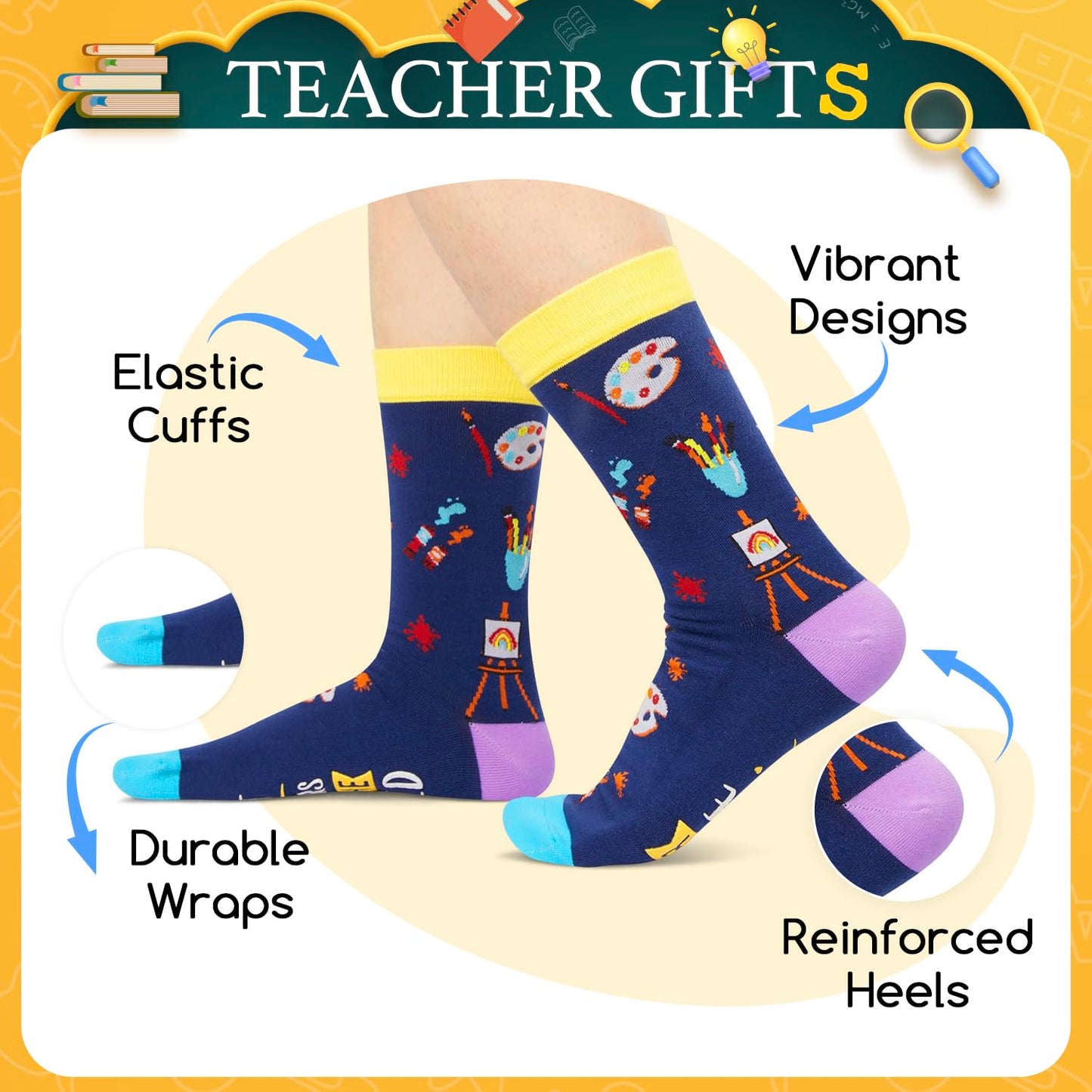 Zmart Appreciation Gift Ideas - Socks for Music Art Science Teacher Assistant Principal