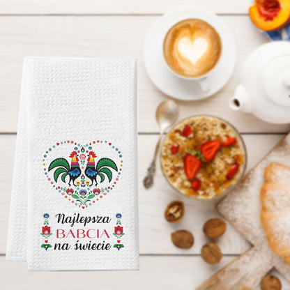 WCGXKO Polish Grandma Gift Babcia Gift Babcia Retirement Gift Najlepsza Babcia Kitchen Towel Grandmother Gift (Naj Towel)