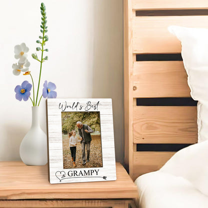 Fathers Day Grampy Picture Frames - Grandpa Photo Frame, GrampyGrandpa Gifts for Father's Day Birthday from Grandkids Grandchildren, World's Best Grampy Picture Photo Frames for Home Bedroom Decor, 5x7