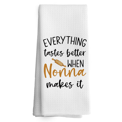Nonna Gifts Kitchen Towels Grandma Gifts from Grandchildren, Grandma Gift for Mothers Day Dish Towel Dishcloth 16x24 Inches, Grandmother Gift Decorative Absorbent Hand Tea Towels Decor