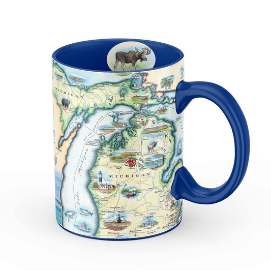 Xplorer Maps Michigan Map Ceramic Mug (16oz) – BPA-Free Coffee Cup for Hot & Cold Drinks – Perfect for Office, Home, or Gift