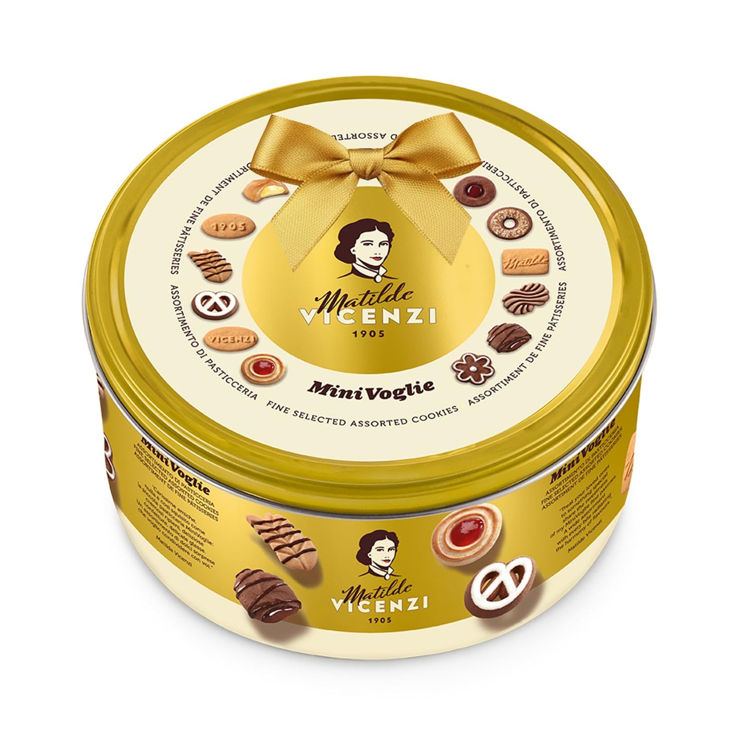 Matilde Vicenzi Minivoglie Butter Cookies Tin - Italian Pastry Assortment, Traditional Holiday Cookie Gift for Father's Day, Teacher Appreciation, Birthday - 500 g