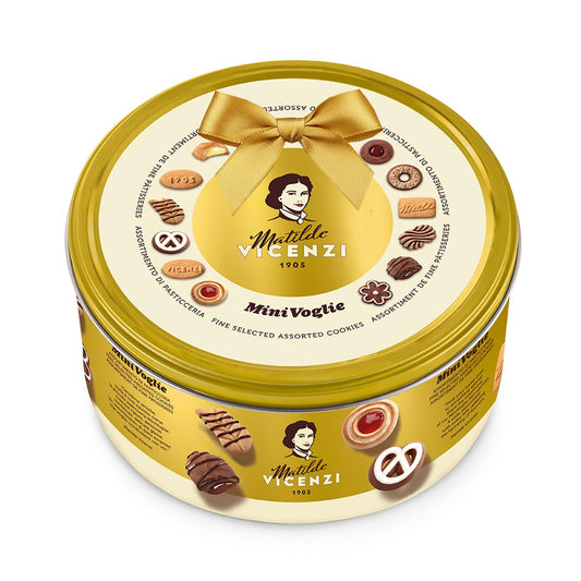 Matilde Vicenzi Minivoglie Butter Cookies Tin - Italian Pastry Assortment, Traditional Holiday Cookie Gift for Father's Day, Teacher Appreciation, Birthday - 500 g