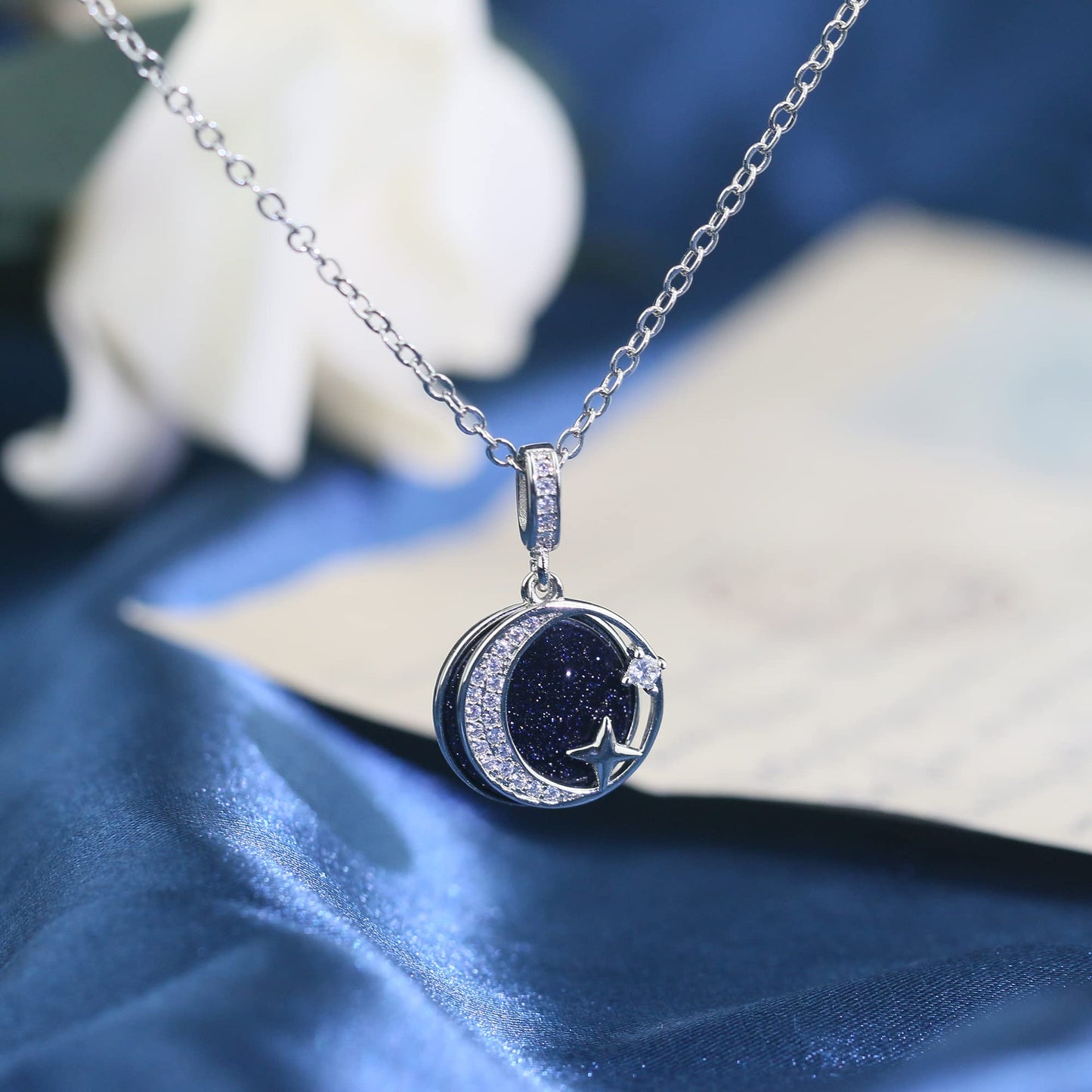 Sereney Daughter Gifts from Mom, Bonus Daughter Necklace Silver Moon Star Step Bonus Daughters Gifts from Stepmom Stepdad, Mother Daughters Necklace as Daughter's Birthday Gifts