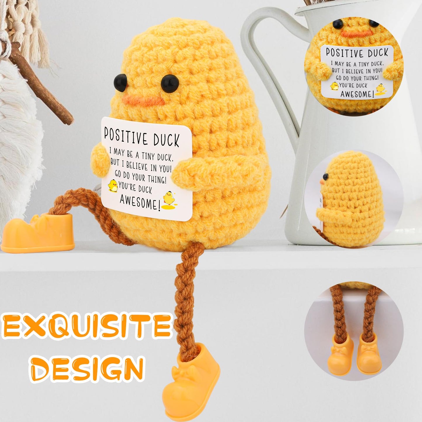 BILOLLY Birthday Gifts for Women Men Long Legged Cute Support Duck, Friend Colleague Teacher Graduation Gifts, Handmade Emotional Cheer Support Positive Funny Gift