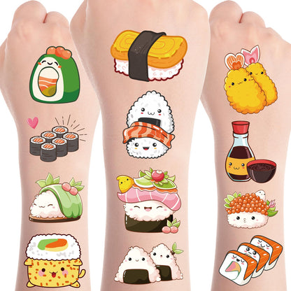 Sushi Temporary Tattoos Stickers, Japanese Theme Tattoo Stickers for Kids, Birthday Party Favors Goodie Bag Fillers Supplies Decorations, Classroom School Prizes Rewards Gifts(6 Sheets)
