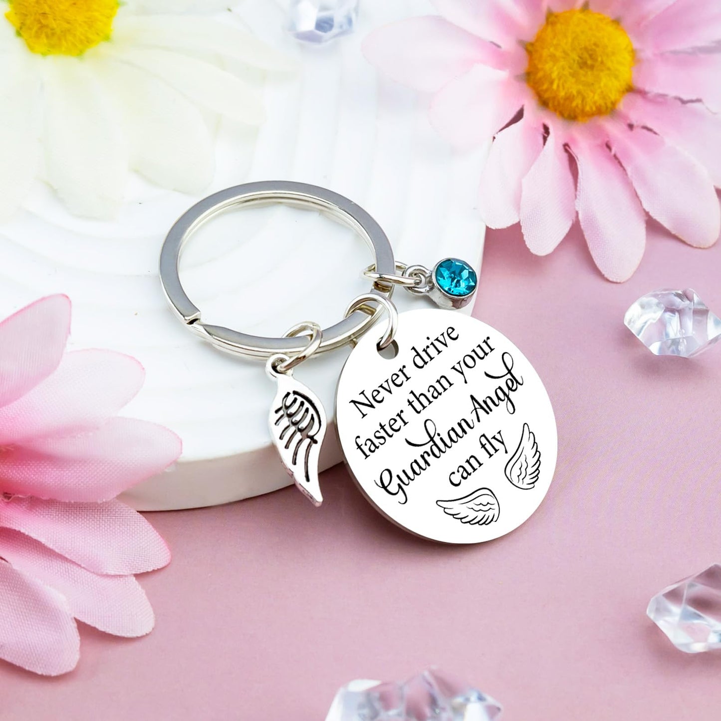 Sweet 16 Gifts for Girls 16th Birthday Gifts for Girls 16 Year Old Girl Birthday Gift Ideas Sweet Sixteen Party Decoration Guardian Angel Keychain Never Drive Faster Than Your Guardian Angel Can Fly