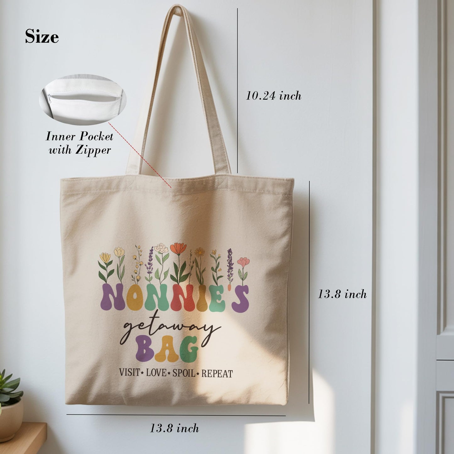 Aesthetic Inspirational Gift Tote Bag, Gifts for Grandma Mom Friend Canvas Bag with Inner Pocket