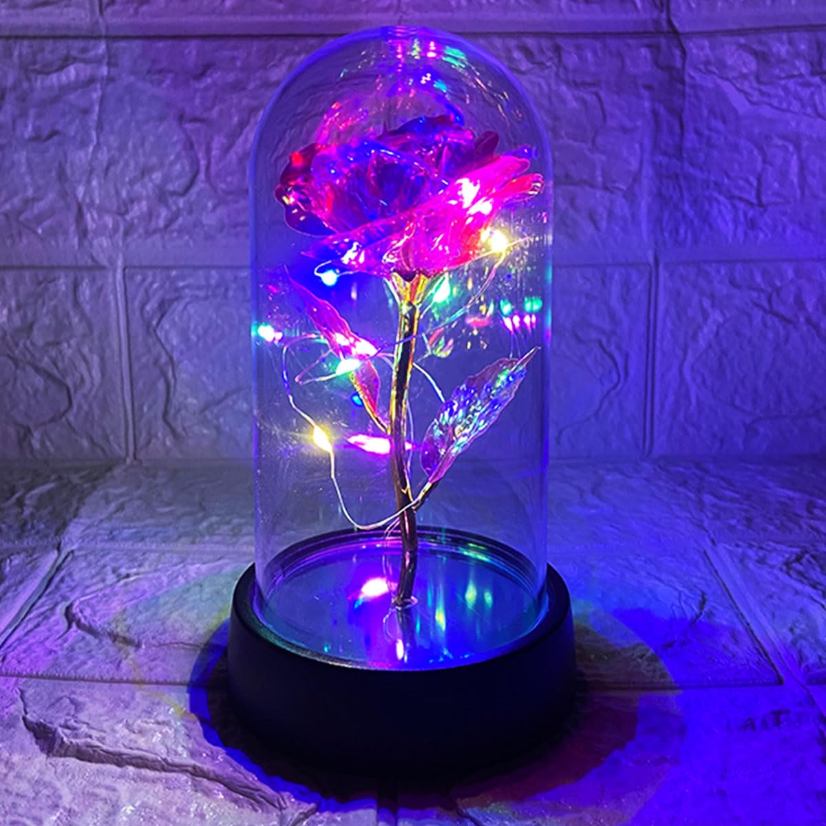 BAOXUE Rose Flower Gifts for Mother's Day Ideas, Mothers Day Flowers Gifts for Mom Wife from Daughter Son Husband,Light Up Rose in Glass Dome, Galaxy Forever Rose Eternas Birthday Gifts for Women