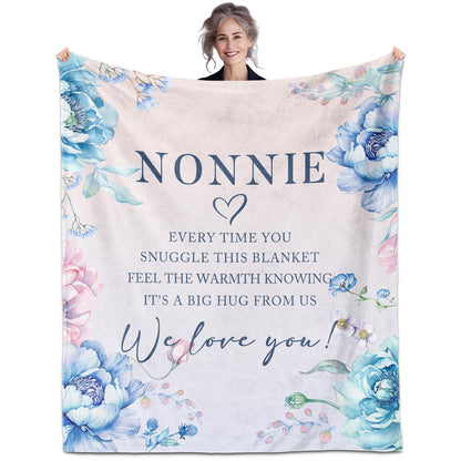 Nonnie Gifts, Birthday Gifts for Nonnie, Nonnie Gifts for Grandma Blanket 60" x 50", Nonnie Gifts for Mothers Day, Nonnie Gifts from Grandchildren, Gifts for Nonnie Christmas