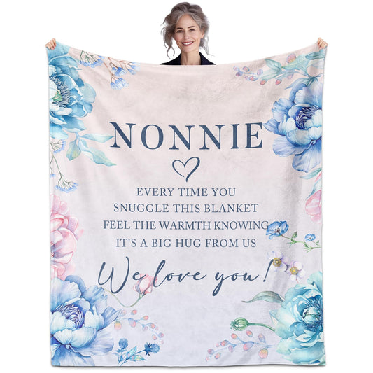 Nonnie Gifts, Birthday Gifts for Nonnie, Nonnie Gifts for Grandma Blanket 60" x 50", Nonnie Gifts for Mothers Day, Nonnie Gifts from Grandchildren, Gifts for Nonnie Christmas