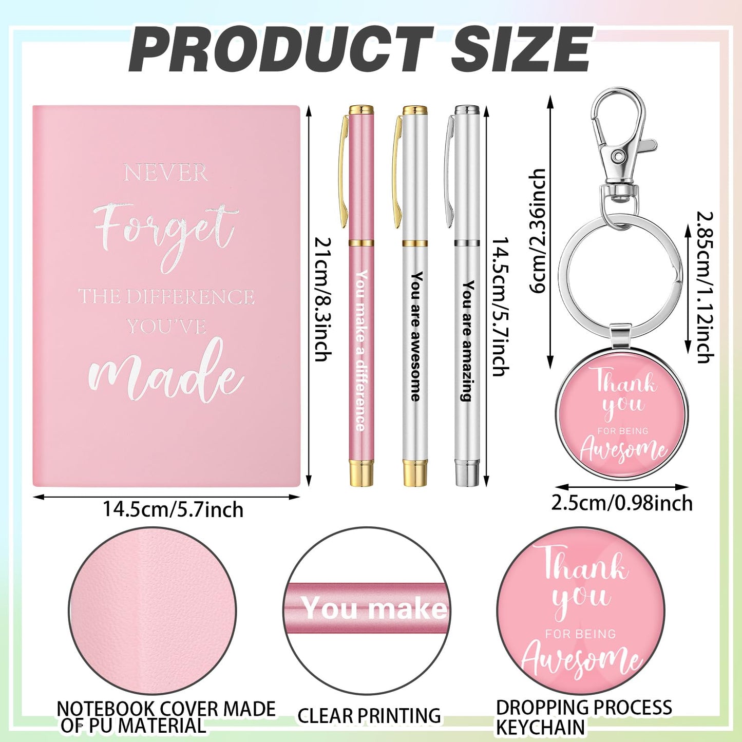 Geiserailie 7 Pcs Workiversary Gifts for Women Employee Appreciation Gift Thank You Gifts Workiversary Box Include 20oz Tumbler Notebook 3 Pens and Keychain for Office Coworker Employee(Pink)