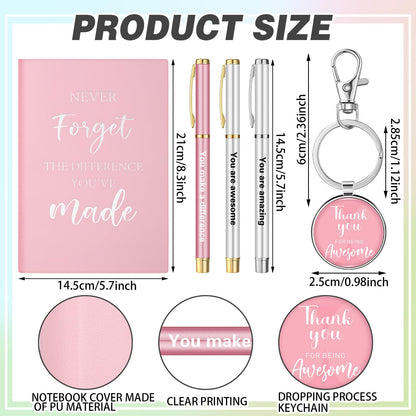 Geiserailie 7 Pcs Workiversary Gifts for Women Employee Appreciation Gift Thank You Gifts Workiversary Box Include 20oz Tumbler Notebook 3 Pens and Keychain for Office Coworker Employee(Pink)