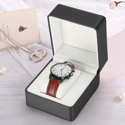 PU Leather Watch Box, Compact Watch Gift Case with Pillow for Women Men, Travel Watch Holder Storage Boxes for Birthdays Anniversary Father's Day Graduations (Black)