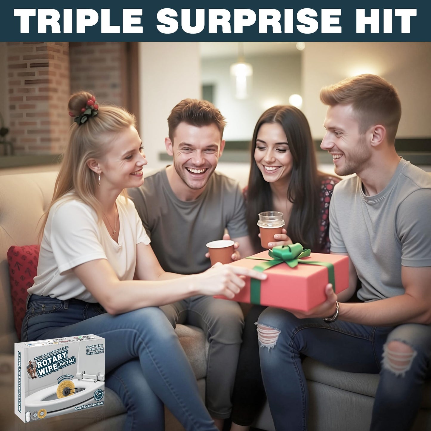 Prank Gift Box, Metal Rotary Wipe Empty Box, Funny Fake Present for Pranks, White Elephant Gift for Men, Husband, Dad, Brother, Boyfriend (1 Pack)