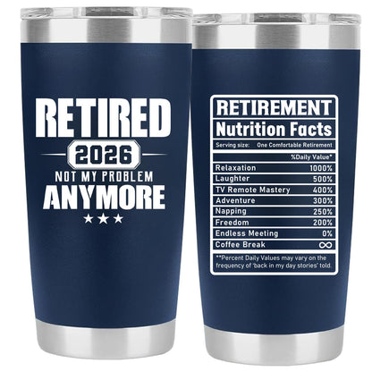Retirement Gifts for Men 2026 - Retired Not My Problem Anymore - Funny Retired Tumbler for Men, Him, Father, Husband, Coworkers - Happy Retirement Gifts, Navy Tumbler 20 Oz