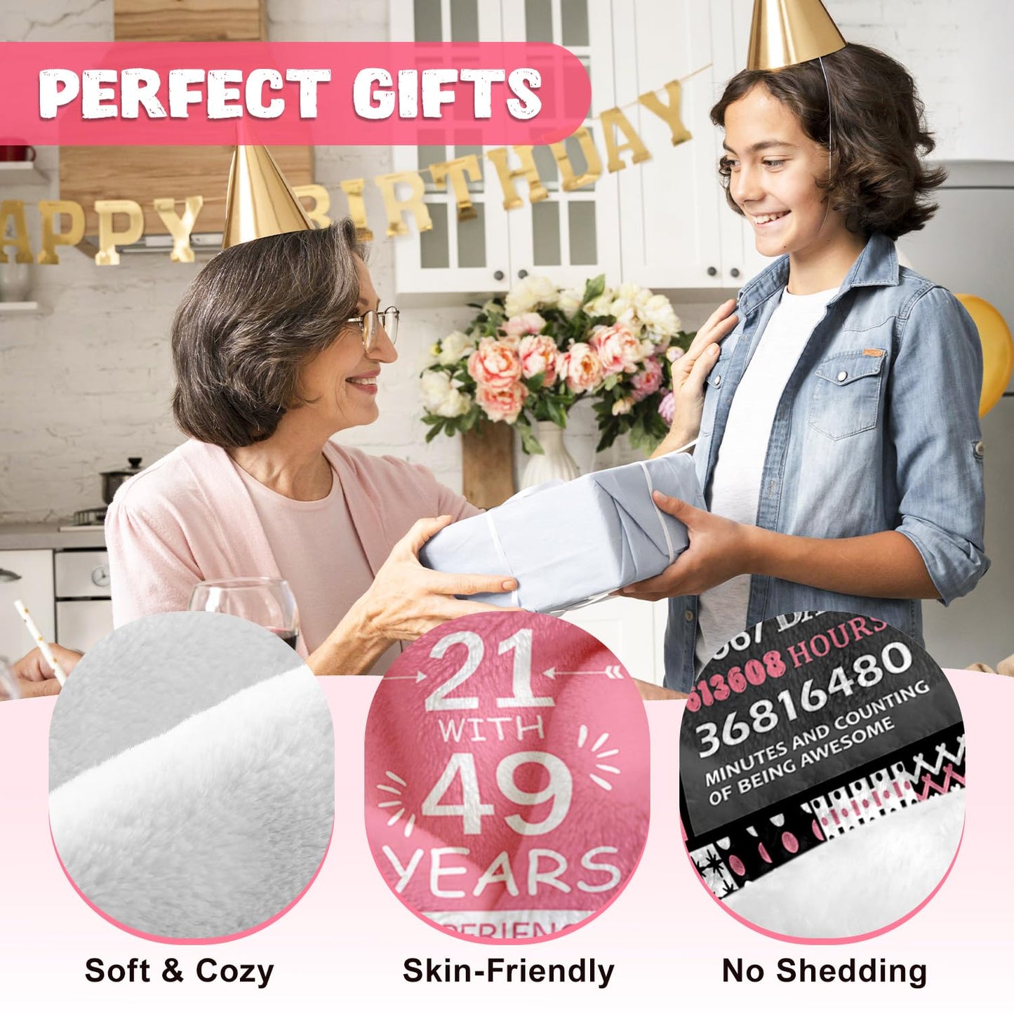 Sruemiul 70th Birthday Gifts for Women - 70th Birthday Decorations for Women - 70 Year Old Birthday Gifts - Happy 70th Birthday Gift Ideas for 70 Year Old Woman - 1956 & 70th Birthday Blanket 50"x60"