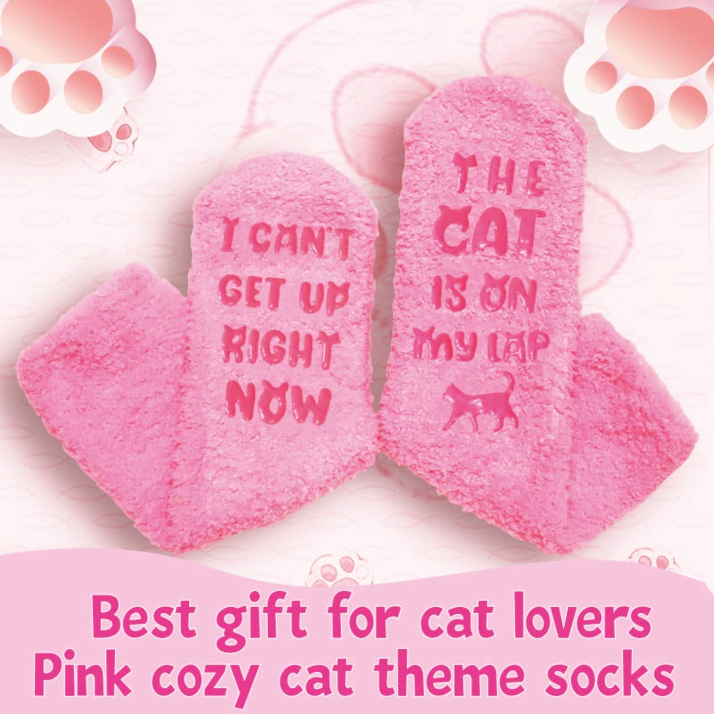 Mothers Day Gifts for Mom Grandma Wife- Funny Cat Mom Fuzzy Slipper Socks