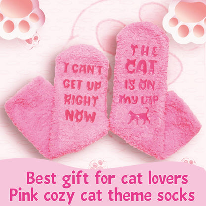 Mothers Day Gifts for Mom Grandma Wife- Funny Cat Mom Fuzzy Slipper Socks