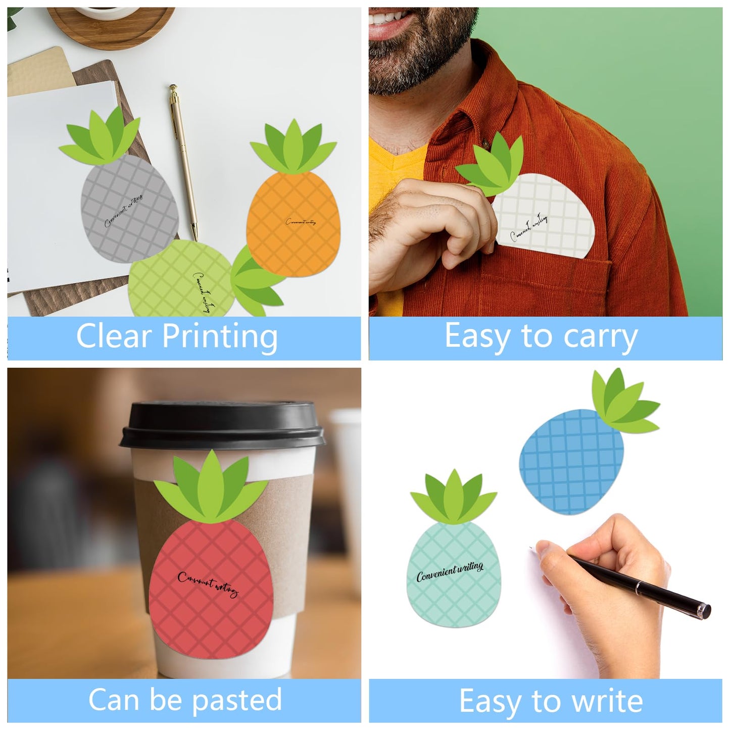 12 Pcs Pineapple Shape Sticky Notes Cute Pineapple Sticky Notepad Colorful Self Sticky Memo Pads Funny Fruit Shaped Post Notes Mini Removable Note for Office School Stationery Supplies Party Gift
