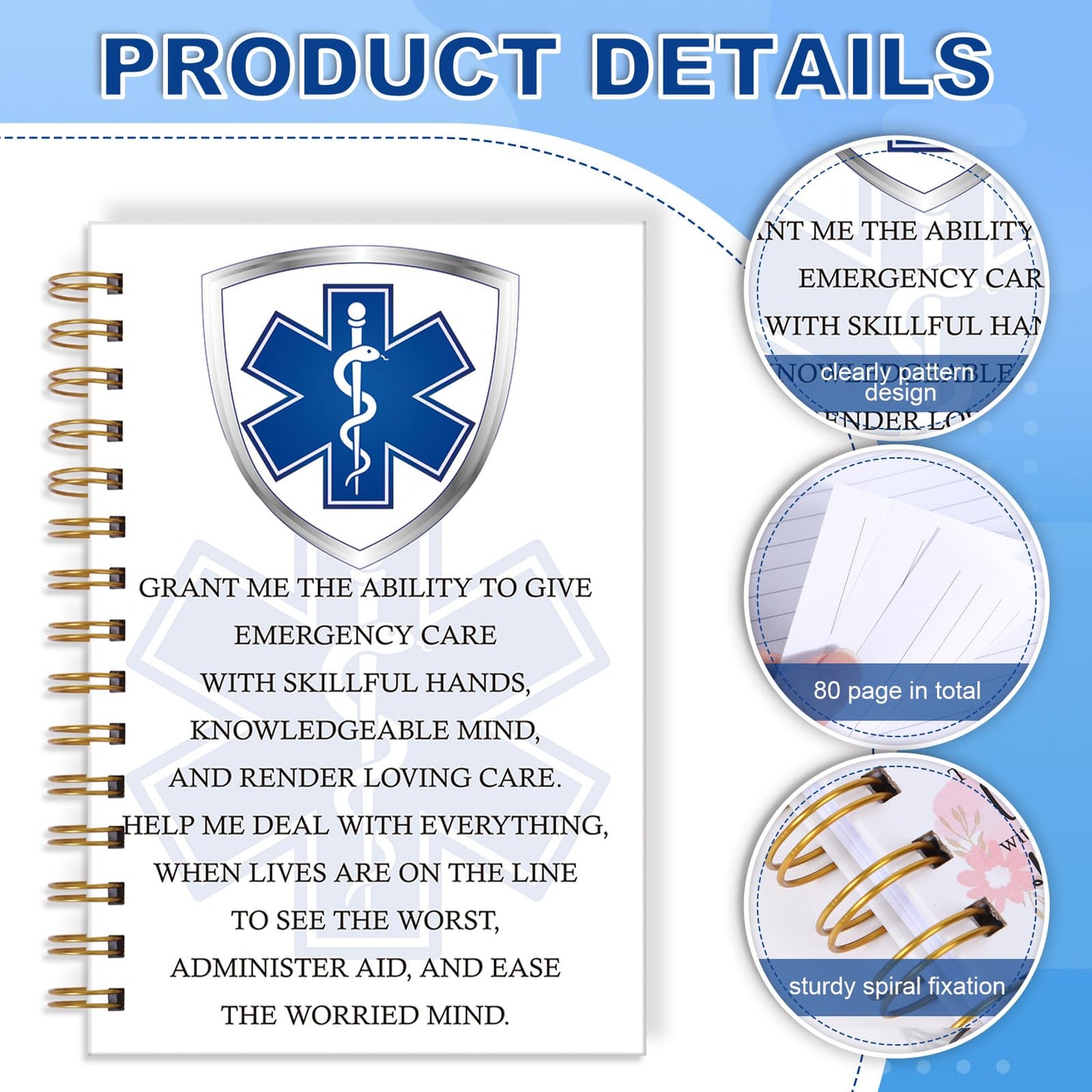Wxiben Emergency Medical Technician Gifts - EMT Spiral Notebook Journal Emergency Medical Inspirational Gift Nurse Medicals School Graduation Gift for EMT Student Coworker Paramedic 5.5 x 8.3 Inch