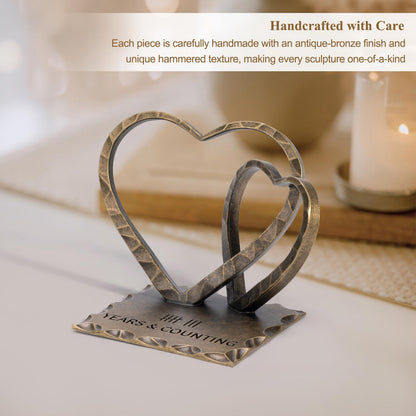 Vastsea 8 Year Anniversary Bronze Gifts - 8th Anniversary Wedding Handcrafted Hearts Sculpture for Her Him Couple Wife Husband, with Card & Gift Box
