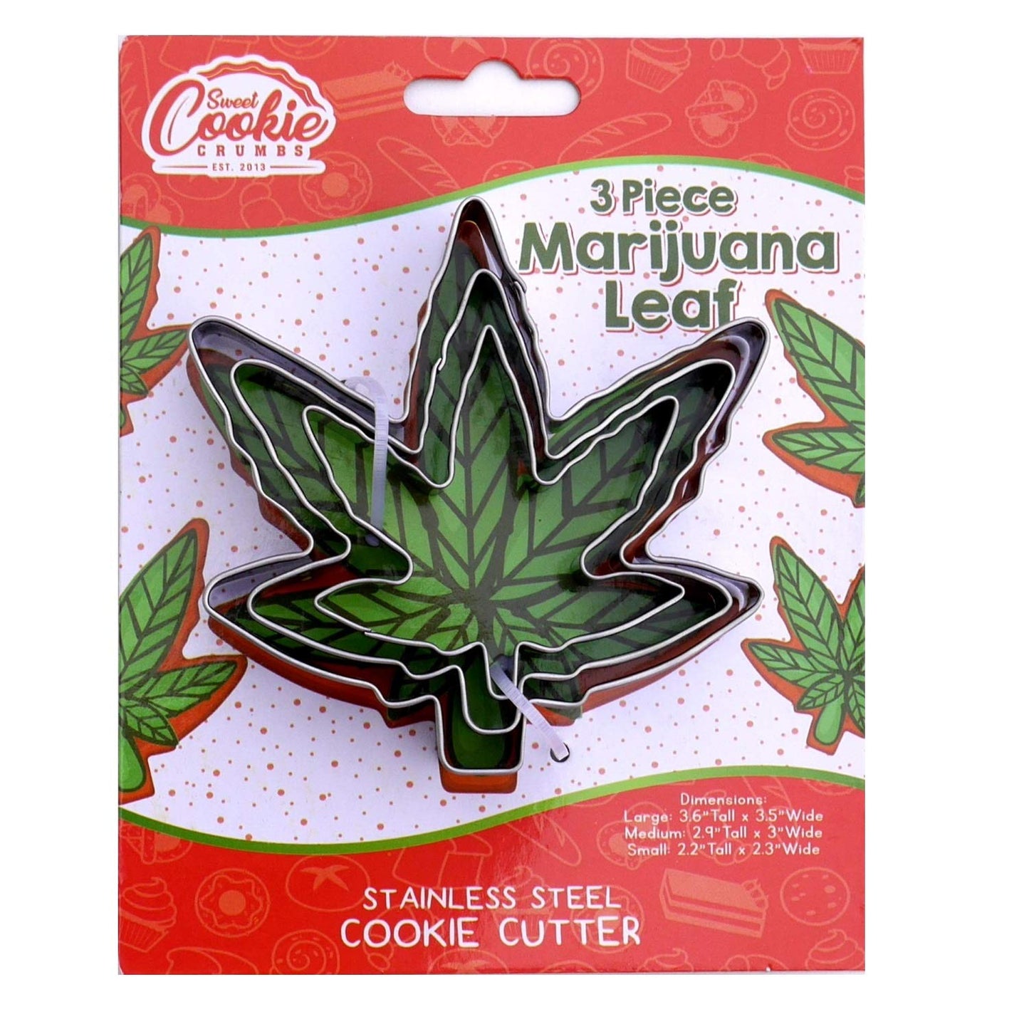 Hemp Marijuana Leaf Cookie Cutter Set – Sharp & Stainless Steel Cooking Utensils – A Fun Fit for Sandwiches, Pancakes, Fruits & Crafts – Dishwasher-Safe 3-Piece Bakery Supplies by Sweet Cookie Crumbs