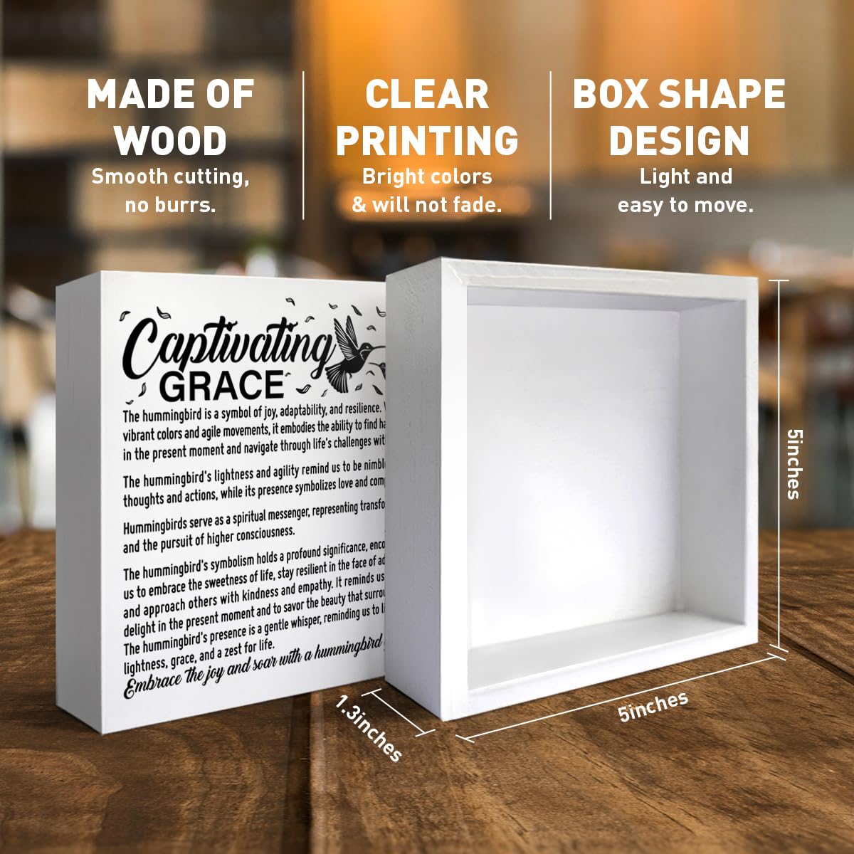 Inspirational Gift for Women Men Teen, Motivational Gift for Daughter Granddaughter Son Birthday Christmas Gift, Home Office Cubicle Desk Decor, Captivating Grace Hummingbird