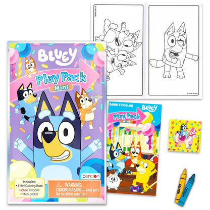 Bluey Play Packs | Goodie Bag Loot Bag Fillers | Party Favors | 10 Mini Play Packs | Bluey Coloring Pad, 2 Mini Crayons, and Sticker | 10-Pack | Officially Licensed