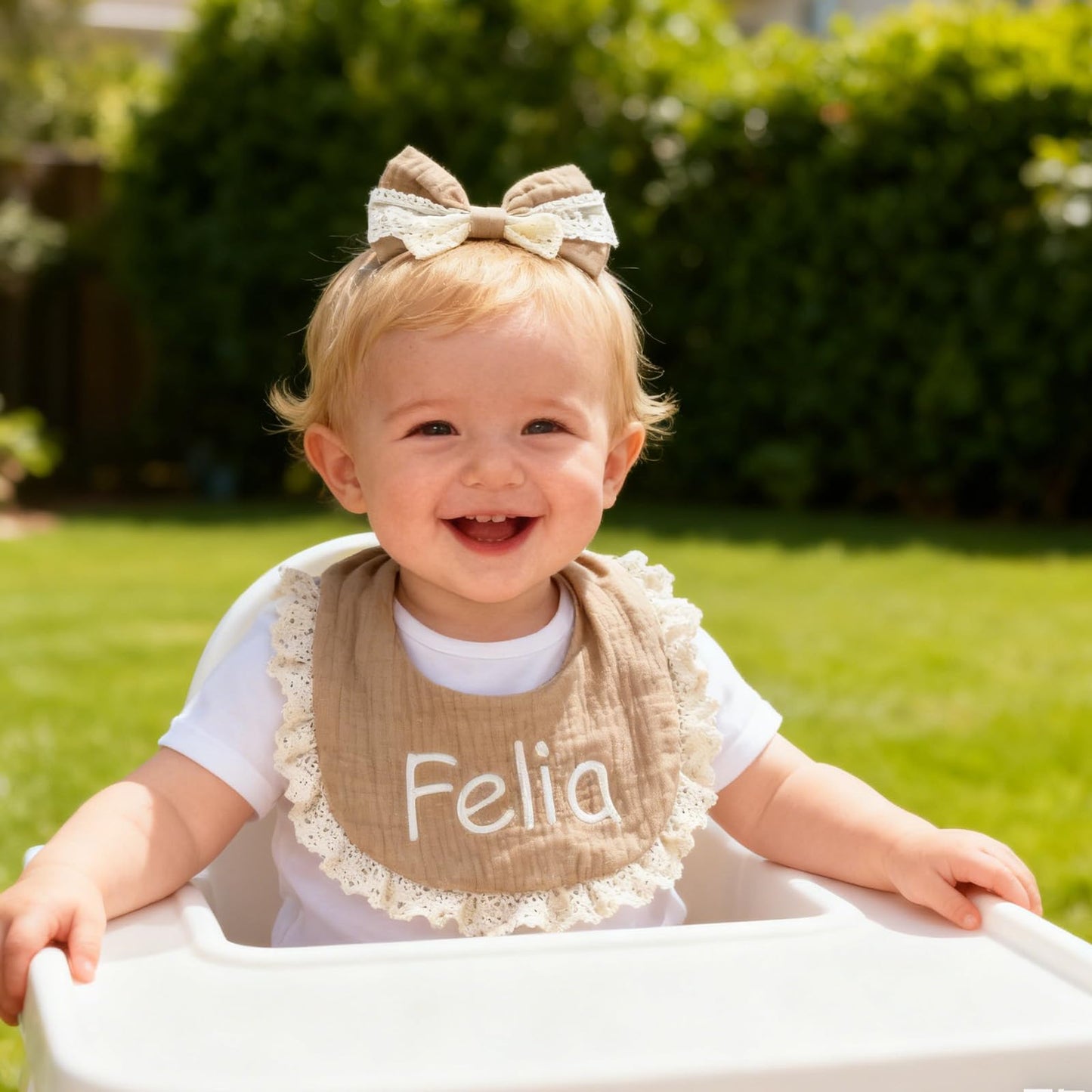 Personalized Muslin Baby Bibs Set with Name,Custom Soft Cotton Drool Bibs for Baby Girl,Teething Drooling Adjustable Bib for Newborn Toddler,Cute Bibs&Bows Gifts for Baby Shower, Birthday, Christmas