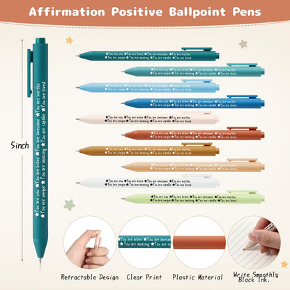 100 Pcs Mental Health Awareness Gifts Bulk Motivational Notebook Journals and Positive Affirmation Pen Mental Health Items for Coworker Nurse Week Teacher Student End of Year Gifts (Rainbow)