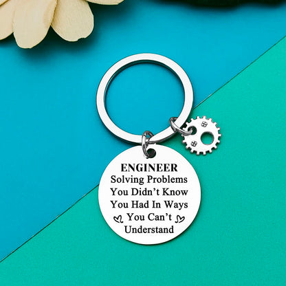 Engineer Keychain - Funny Engineering Student Gift for School Graduation, Mechanical, Architectural, Civil, and Software Engineers - Teacher Appreciation