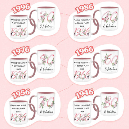 80th Birthday Gifts for Women Her, 1946 Vintage Birthday Coffee Mugs with Silicone Coaster, Fabulous 1946 Gifts Ideas for 80 Years Old Women Mom Sisters Grandma