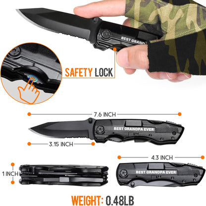Grandpa Gifts, "BEST GRANDPA EVER" Multitool Knife, Stocking Stuffers for Grandpas, Grandpa’s Christmas Birthday Gifts Idea for Grandfather, Grandpa Fathers Day Gift, Grandpa’s Gift
