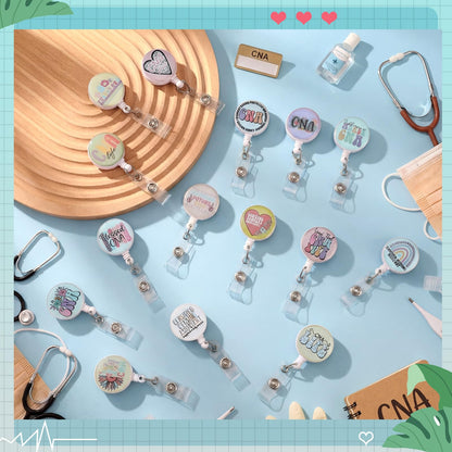 Geyoga 24 Pcs CNA Week Gifts National Nursing Assistants Week Badge Holder Bulk Retractable Badge Reels for Nursing Assistants CNA Student Coworker Women Men Birthday Graduation Appreciation Gift