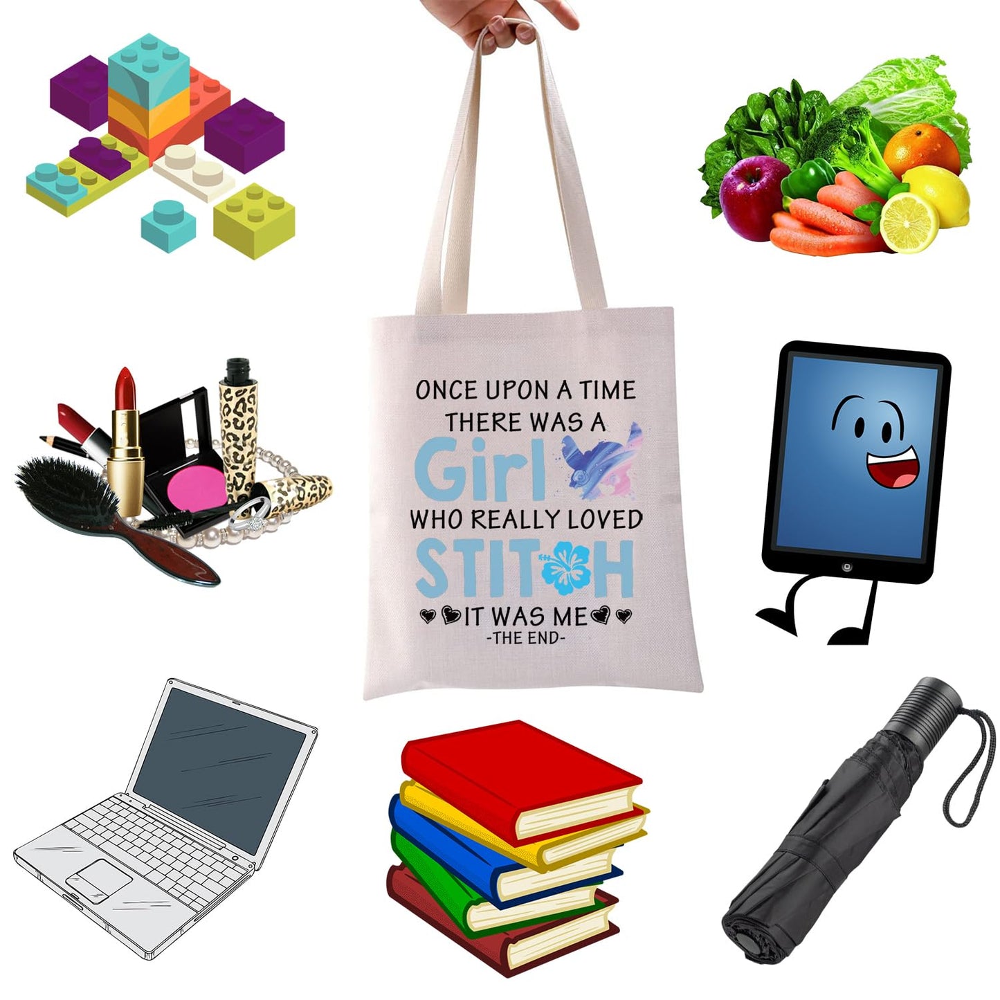 WCGXKO Cartoon Lover Gift There Was A Girl Who Really Loved Cute Themed Tote Bag