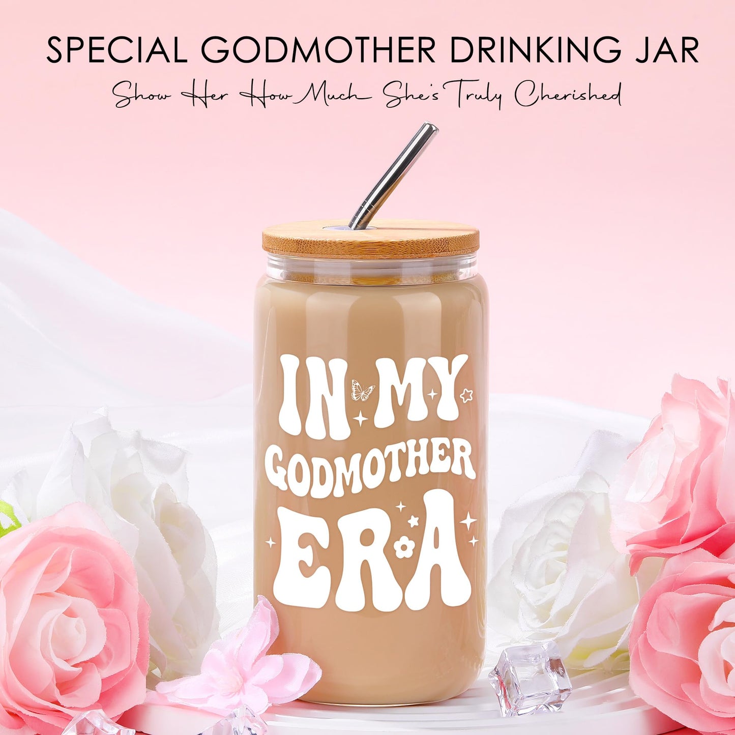 Godmother Proposal Gift Will You Be My Godmother Gift Ideas God Mother Gifts for Women Birthday God Mommy Proposal Gifts from Godchild Fairy Godmom Accessories Include Tote Bag, Glass Cup, Wine Bag