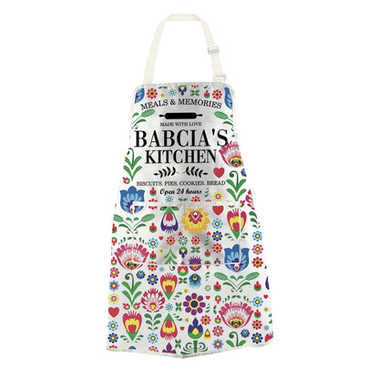 WCGXKO Polish Babcia Kitchen Apron Polish Grandma Birthday Gift Babcia Gift Babcia Retirement Gift