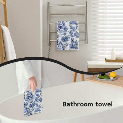 German Shepherd Kitchen Towels, Chinoiserie Blue and White German Shepherd Gifts for Dog Lover Mom, German Shepherd Dish Tea Towels for Kitchen Decor, Grand Millenial Dog Bathroom Decor,16x24 Inch