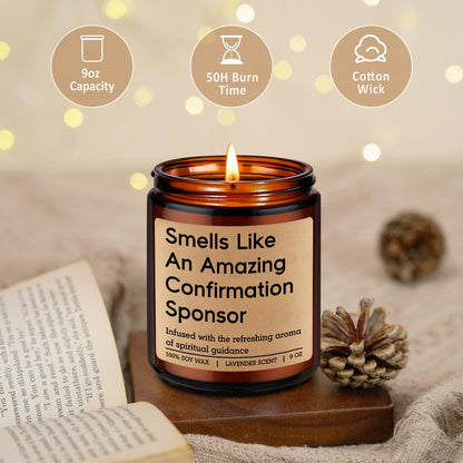 Miracu Candle, Confirmation Sponsor Gifts for Women, Men - Spiritual Christian Catholic Girls Confirmation Gifts for Sponsor, Thank You from Candidate, Appreciation, Proposal Presents from Confirmant