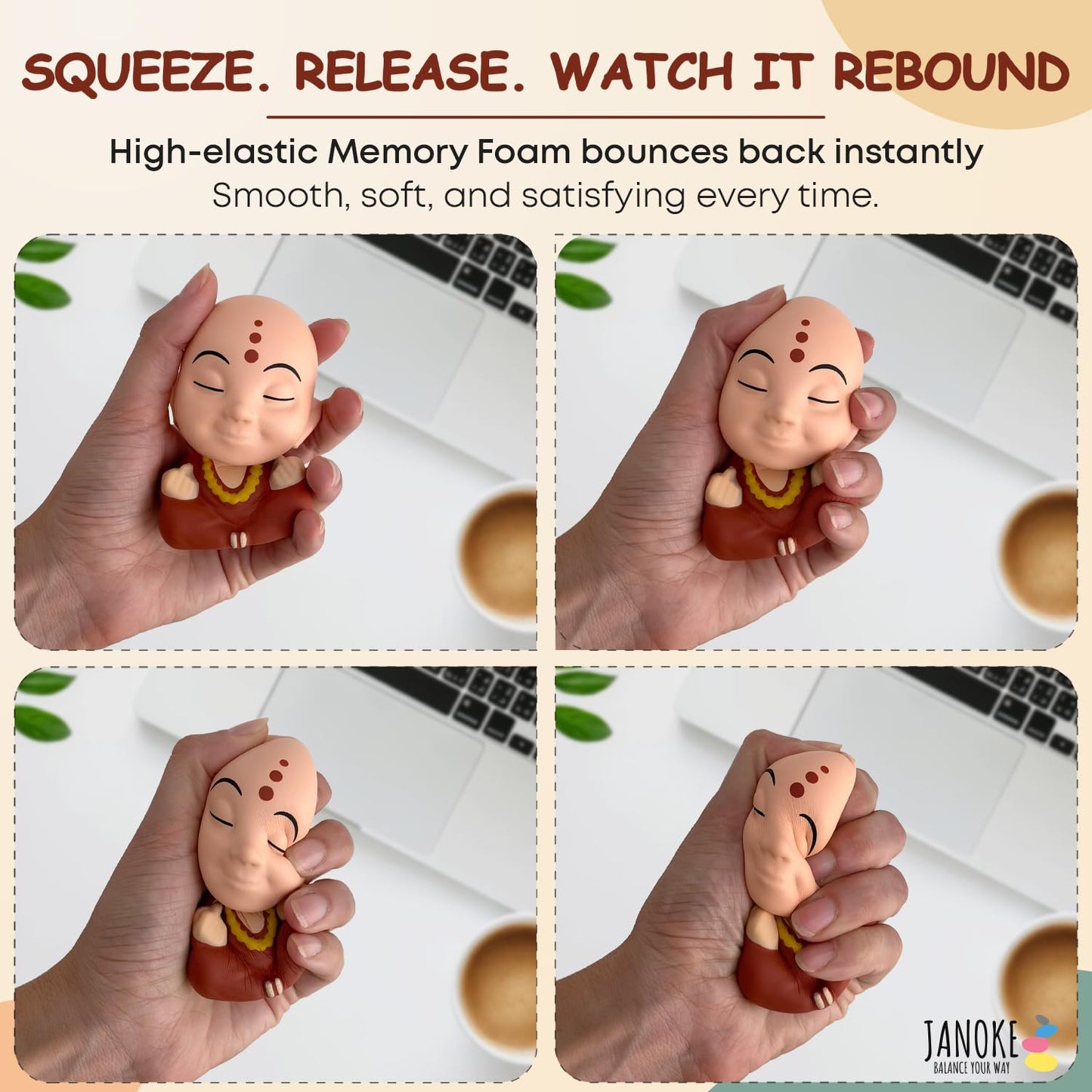 Funny Stress Balls for Adults - Zen Style Squishy Squeeze Toy, Hilarious Gag Gift for Coworkers, Men & Women – Unique Stress Relief Desk Toy