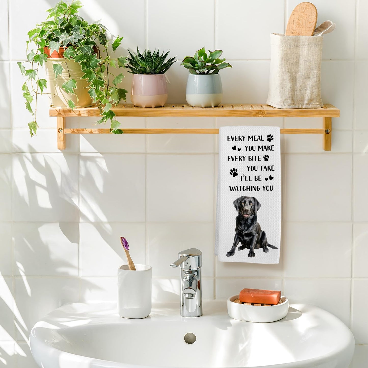 Black Lab Gifts Dog Kitchen Towels, Labrador Retriever Gifts Hand Towel, Funny Every Meal You Make Decorative Tea Dish Towels for Kitchens, Black Labrador Retriever Dog Kitchen Decor, 16x24in